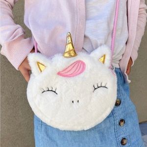 Girls Plush Unicorn Crossbody Purse